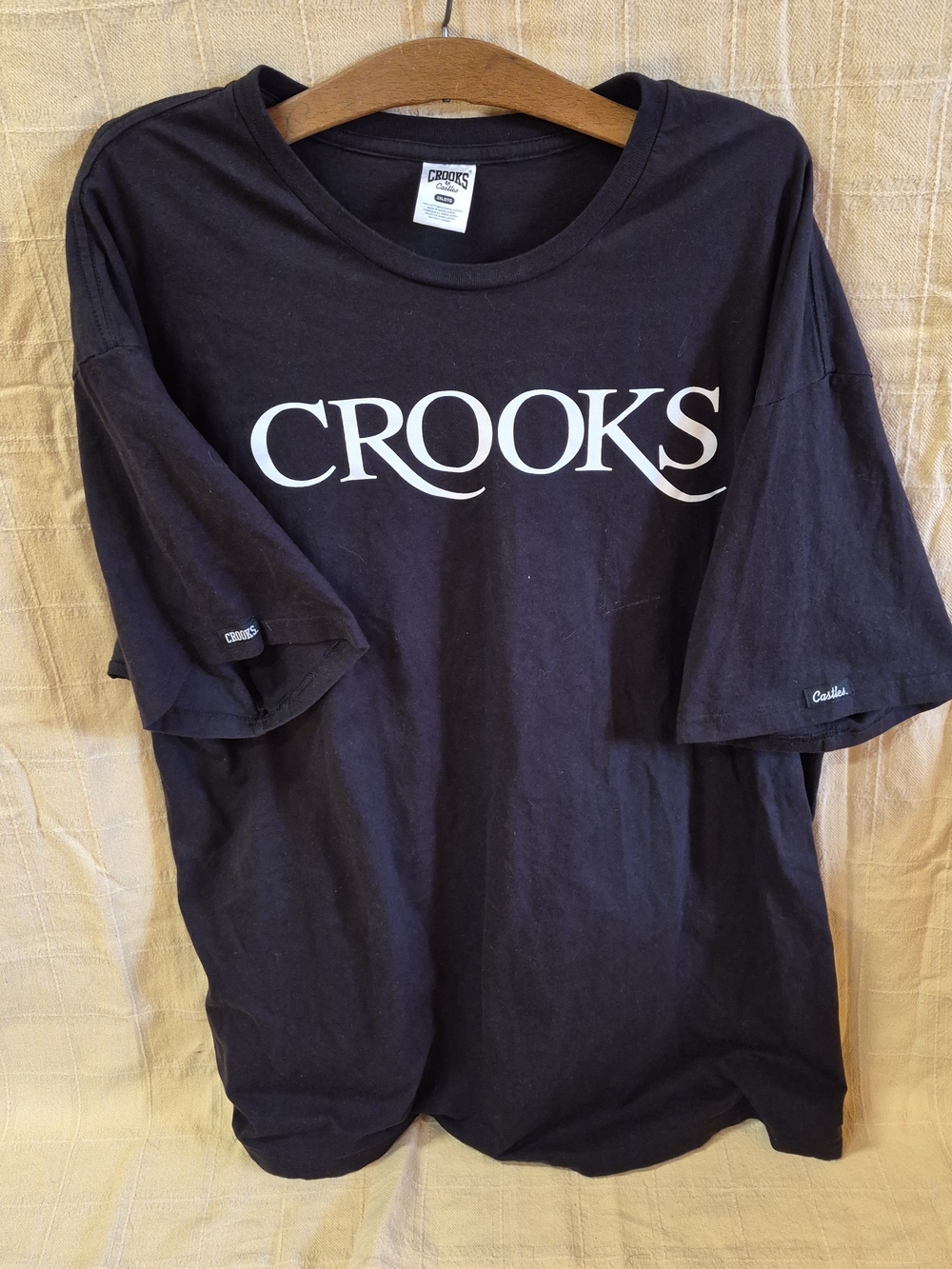 Crooks & Castles Black T-Shirt with White Logo Size 2xl